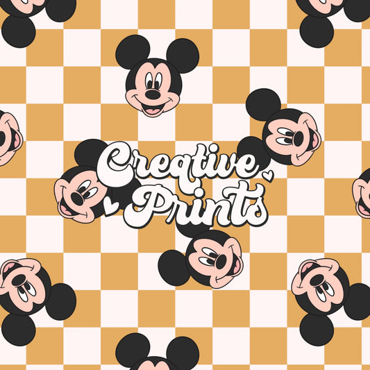 Yellow mustard mouse ears checkered seamless file