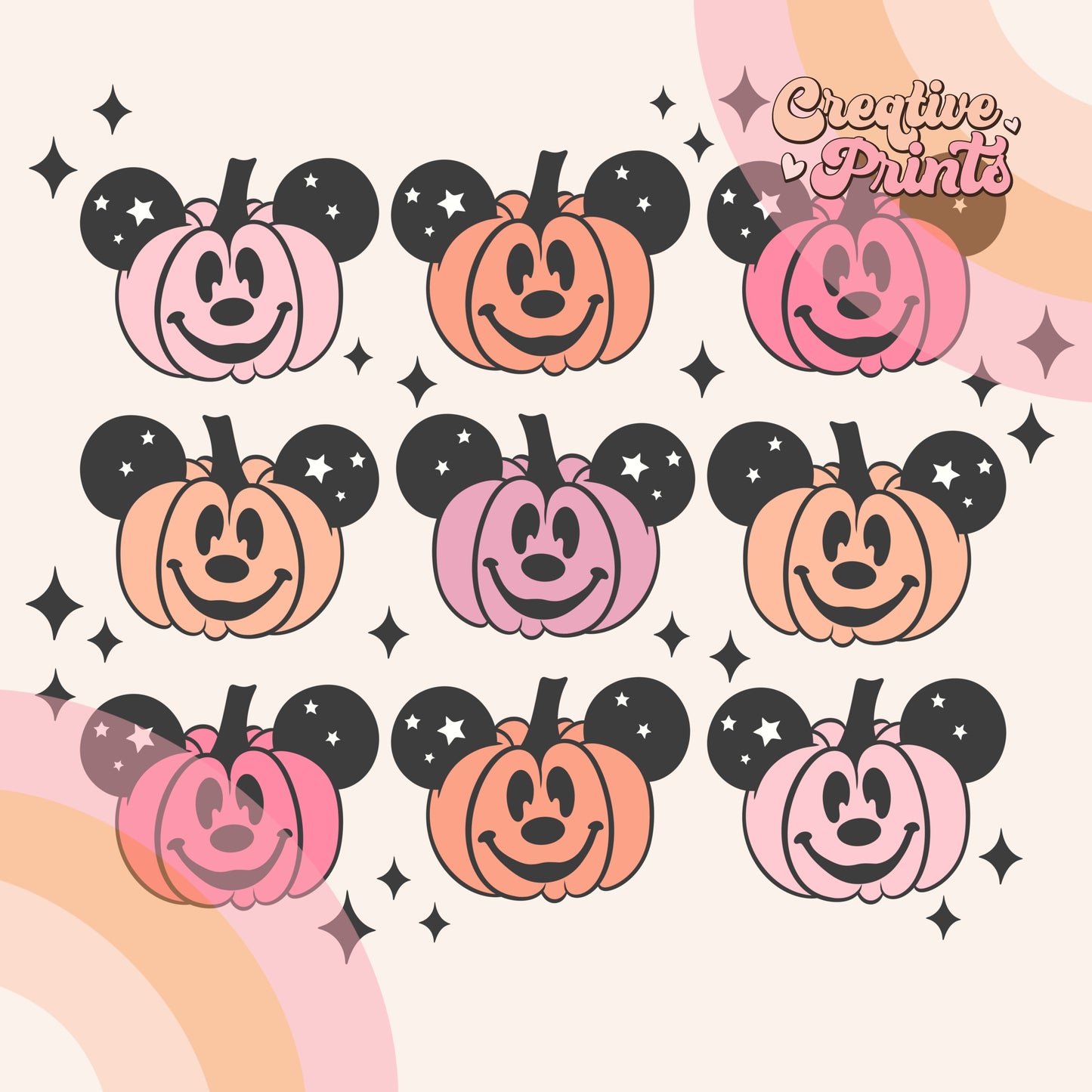 Pink mouse pumpkins sublimation PNG