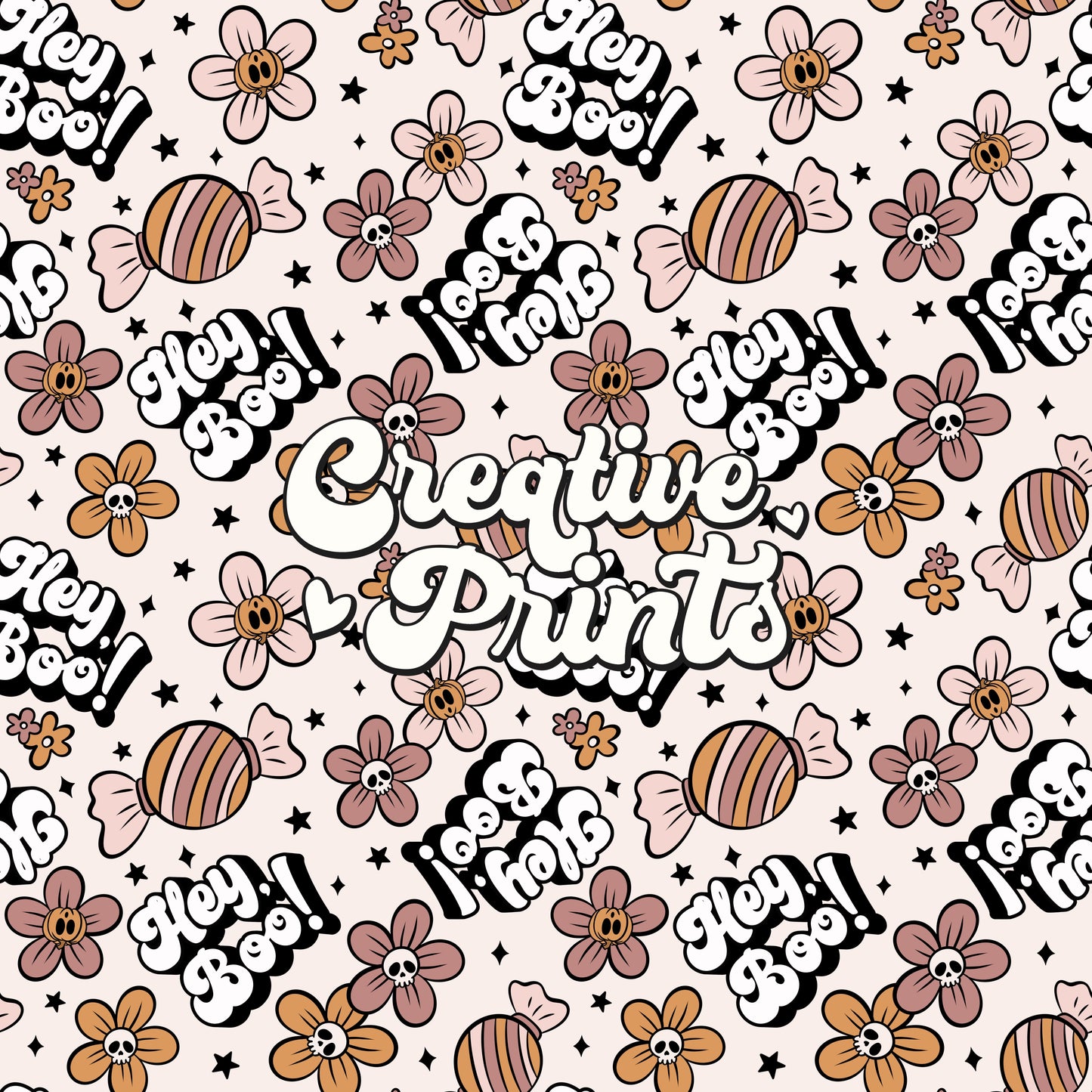 Hey, boo! cute halloween floral pumpkins seamless file