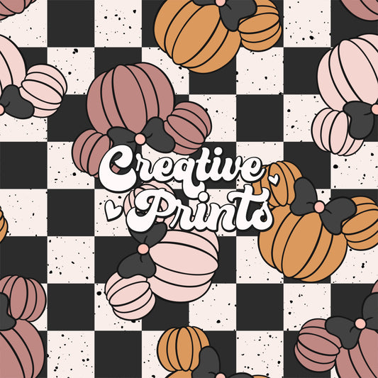 Mouse checkered pumpkins seamless file