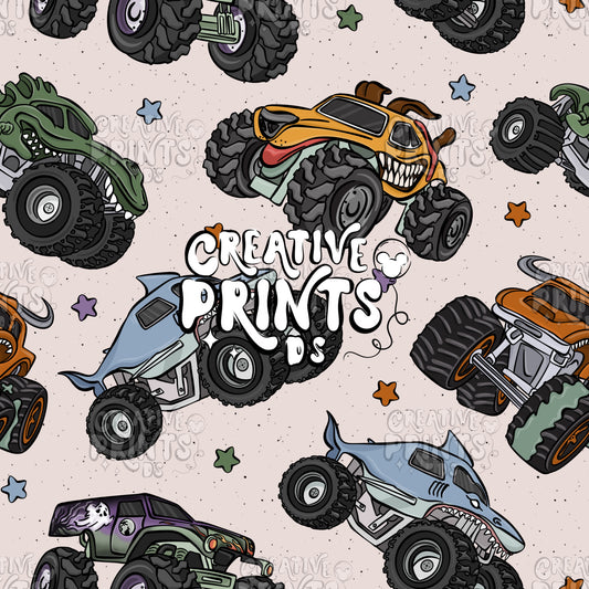 Monster Trucks Seamless file V2 - Beige