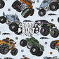 Monster Trucks Seamless file V1 - Blue