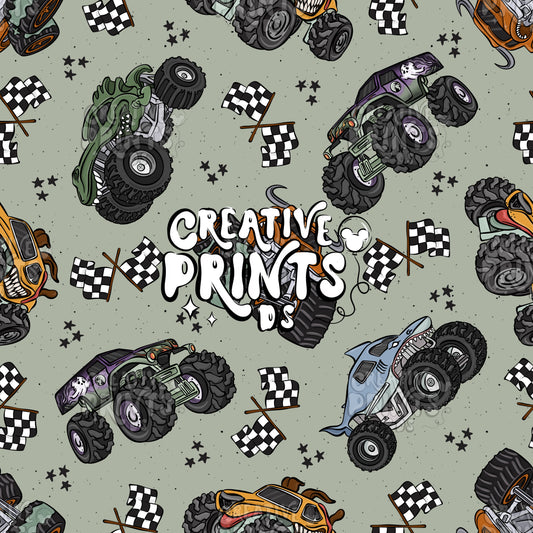 Monster Trucks Seamless file V3 - Green