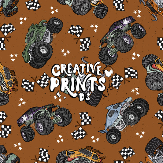 Monster Trucks Seamless file V3 - Brown