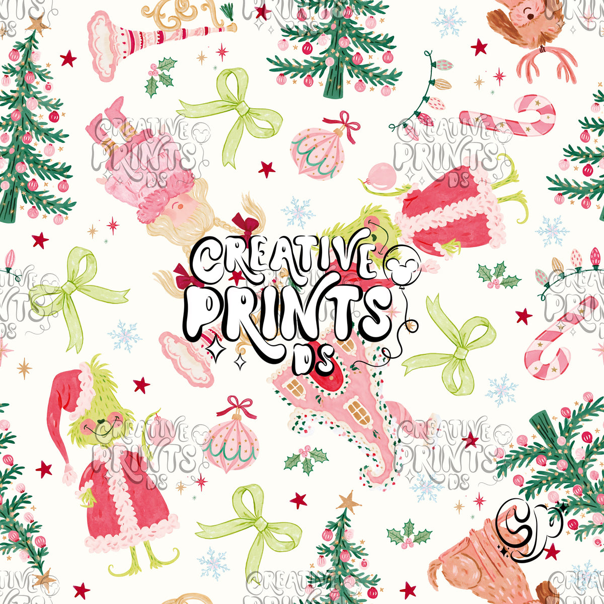 Merry Grinchmas Frames Christmas Seamless Pattern