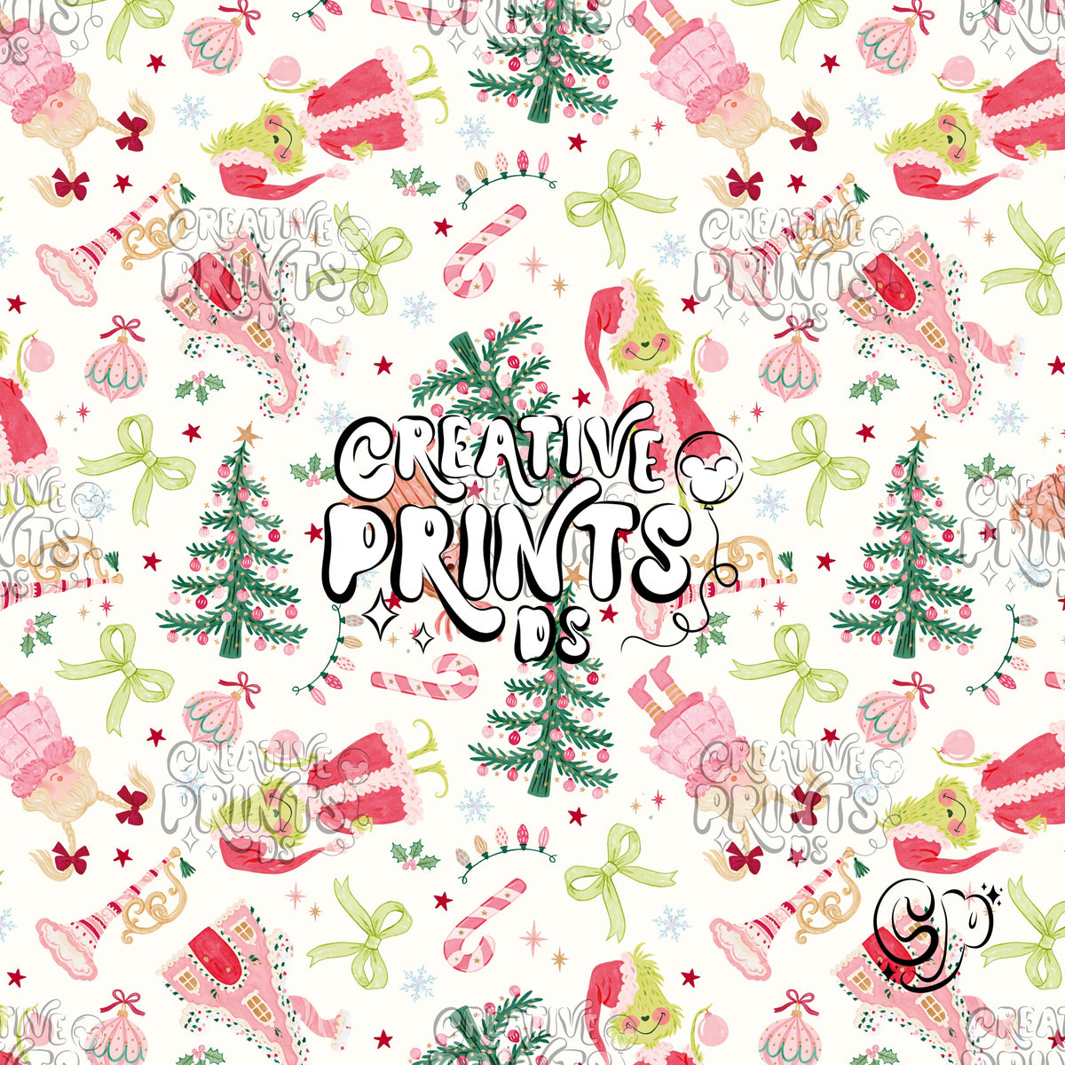 Merry Grinchmas Frames Christmas Seamless Pattern