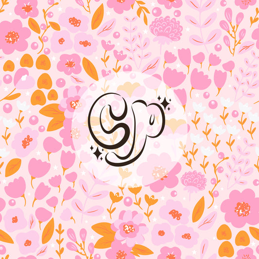 Pink Summer Floral Seamless pattern