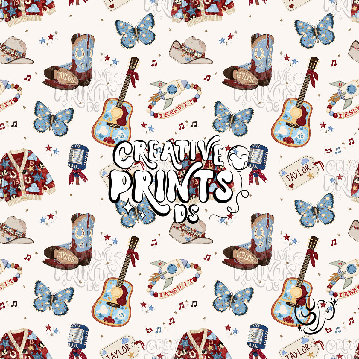 Music Star Pop Country Seamless Pattern