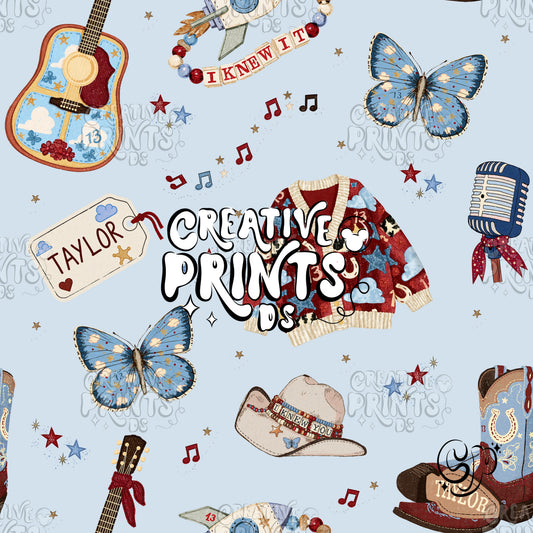 Music Star Pop Country Seamless Pattern