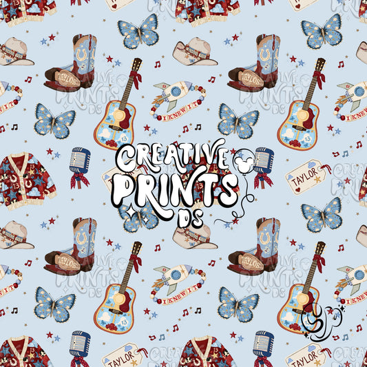 Music Star Pop Country Seamless Pattern
