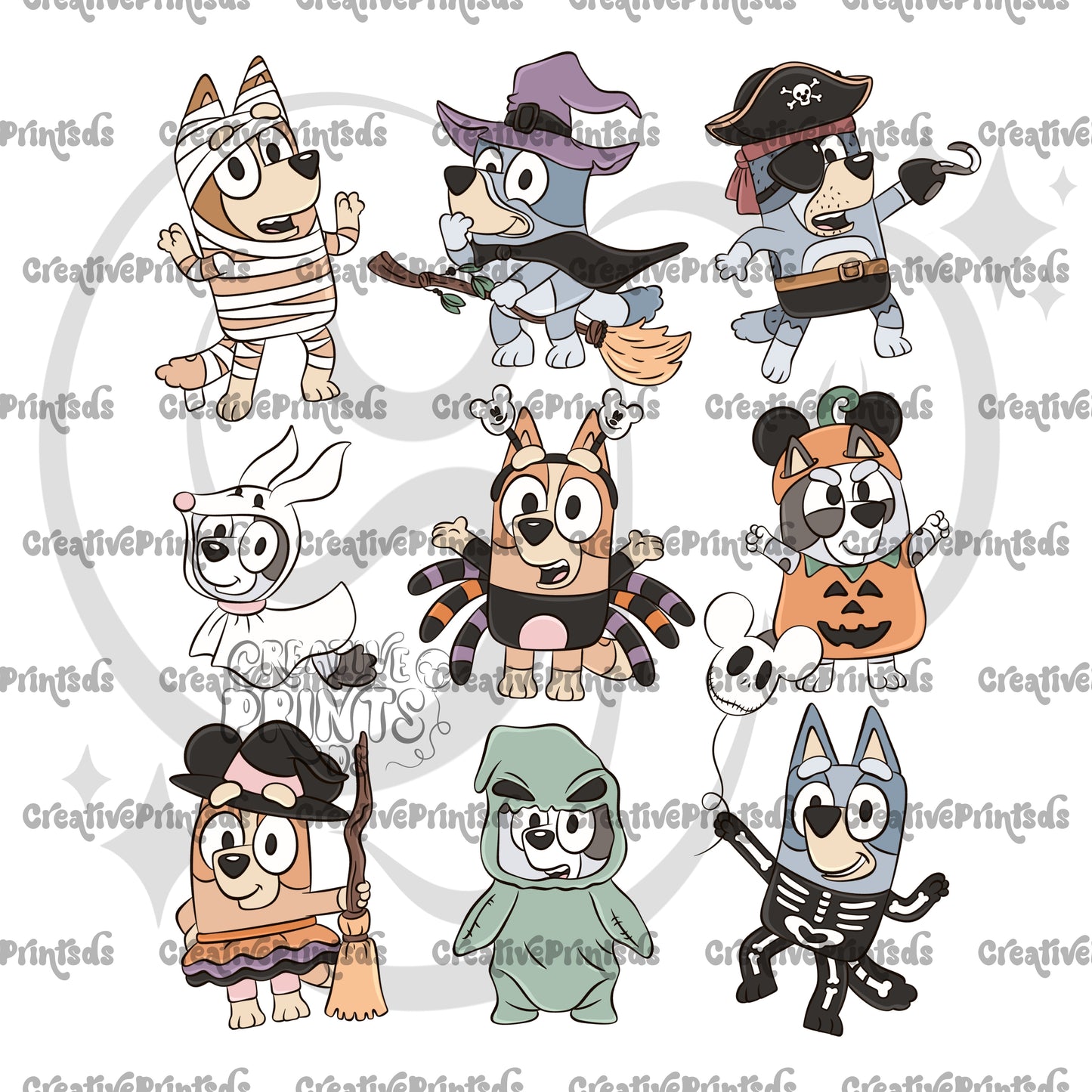 Blue Dog & Friends Halloween PNG