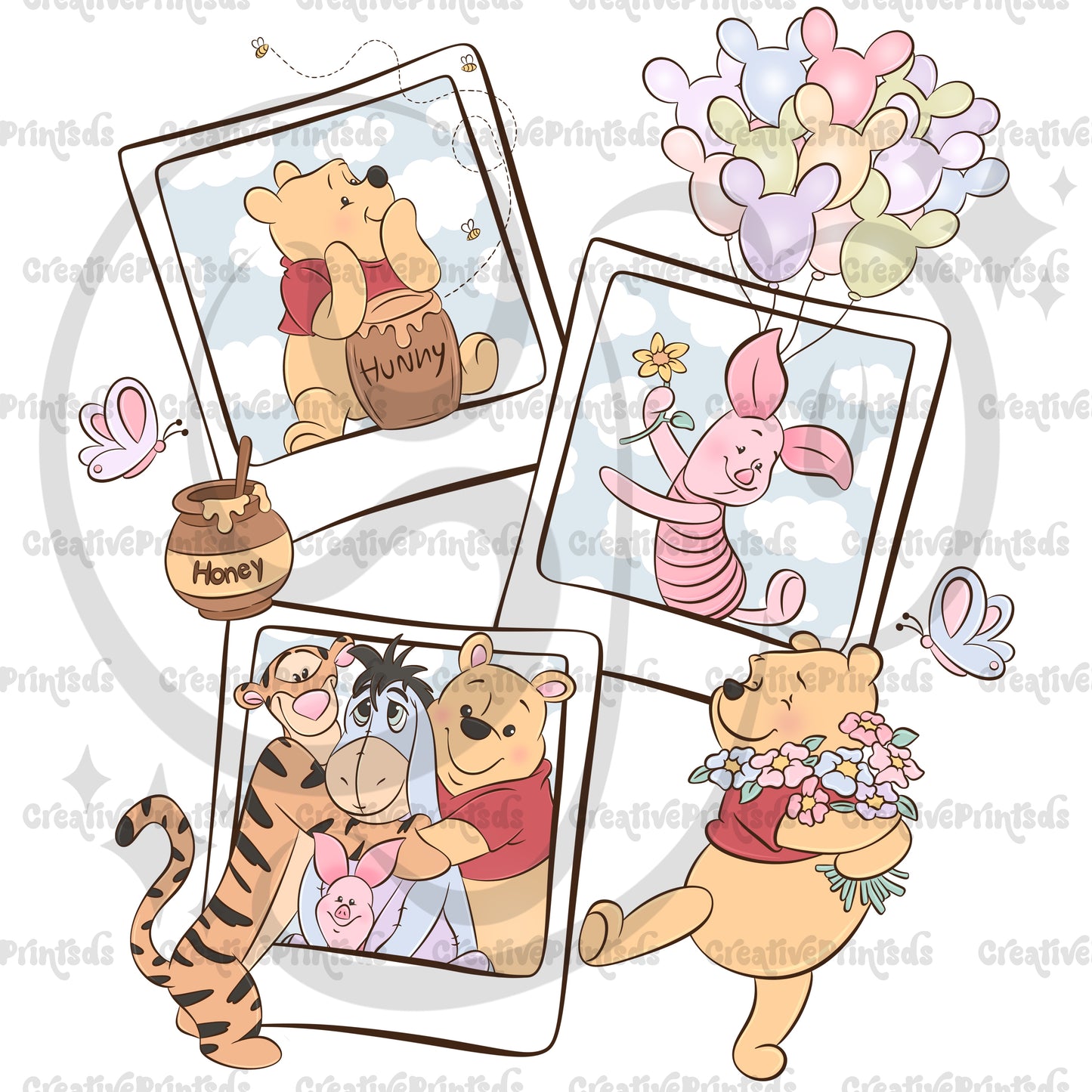 Polaroid Pictures Bear & Friends PNG ( 2 files )