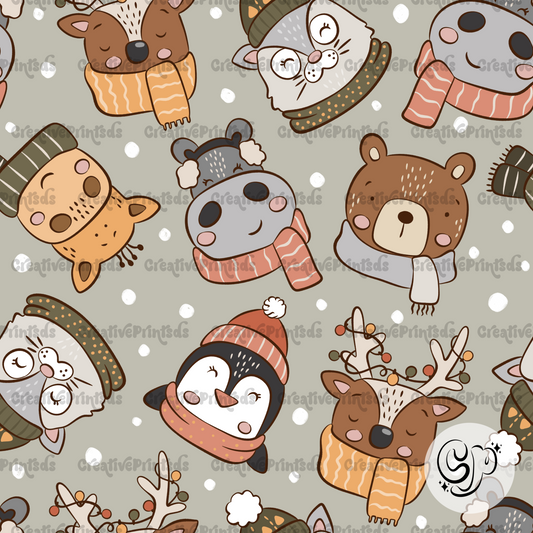 Christmas Animal Friends Seamless file