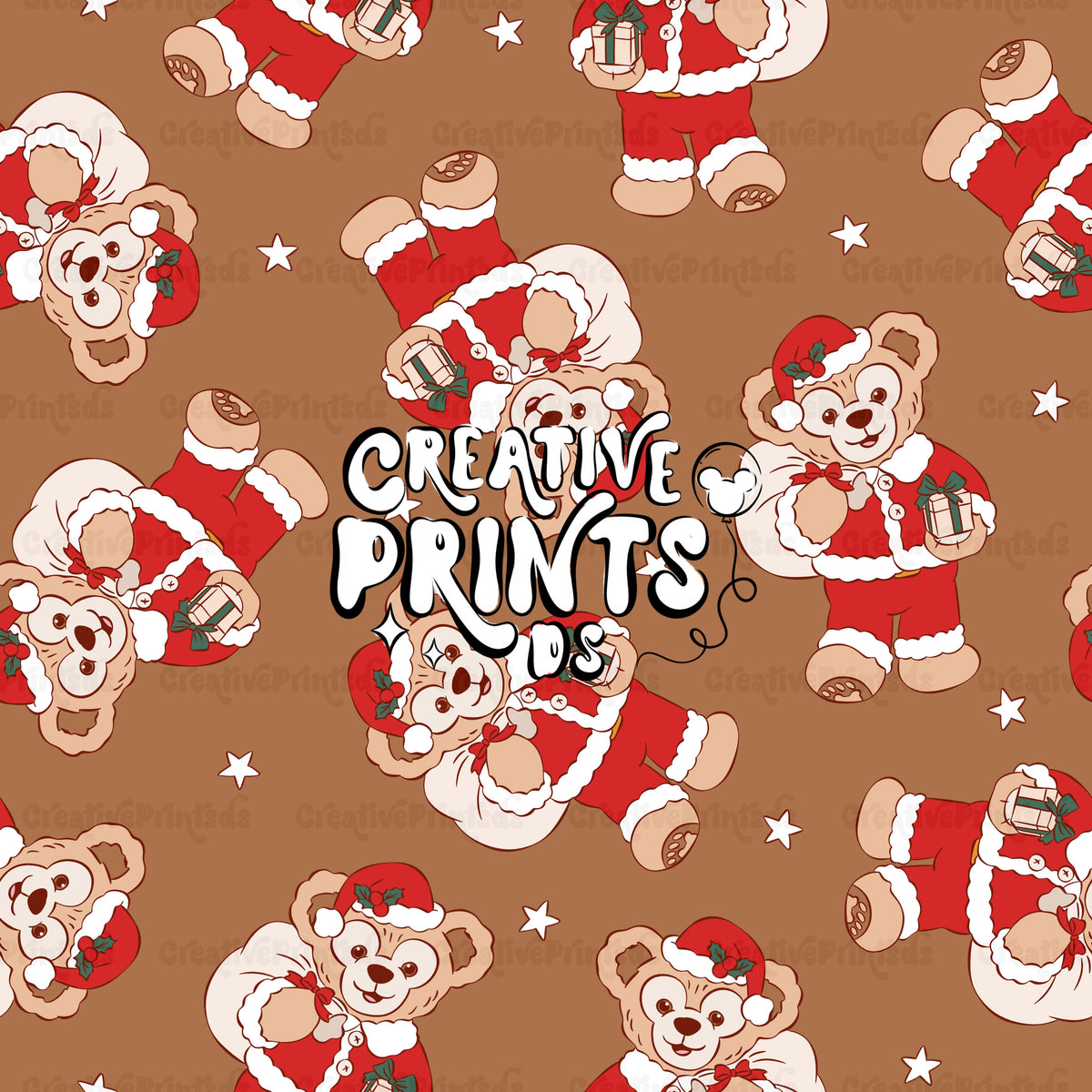 Magical Teddy Bear Seamless Pattern – Warm Brown