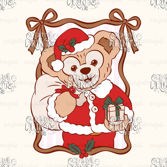 Magical Teddy Bear in Bow Frame PNG