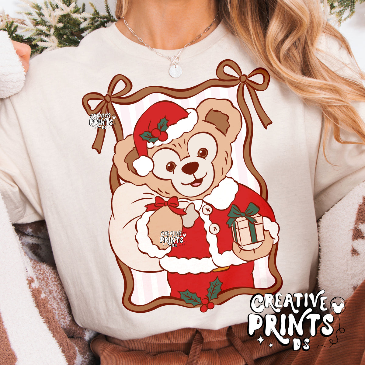 Magical Teddy Bear in Bow Frame PNG