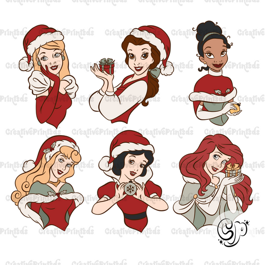 Classic Colors Christmas Princesses PNG