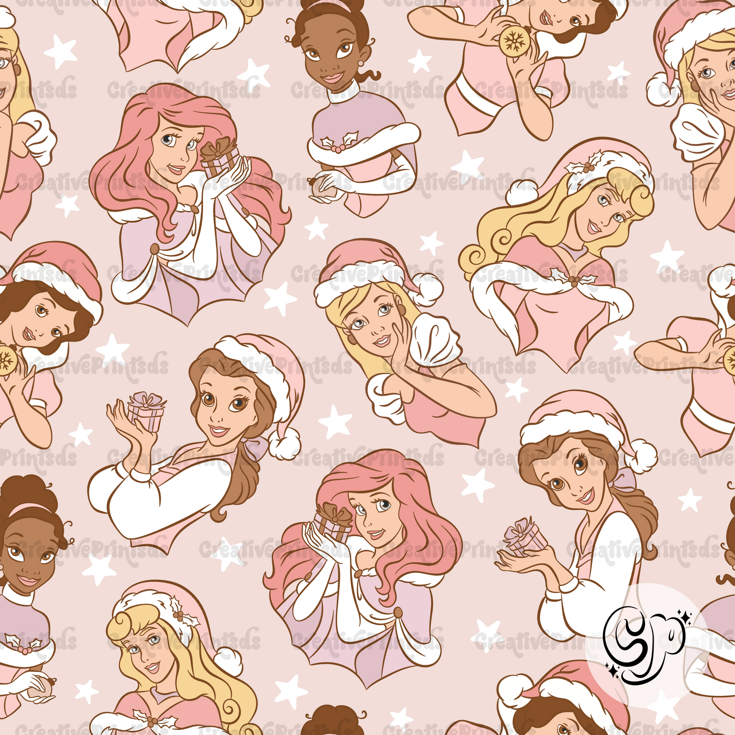 Pastel Colors Christmas Princesses Seamless files ( 2 )