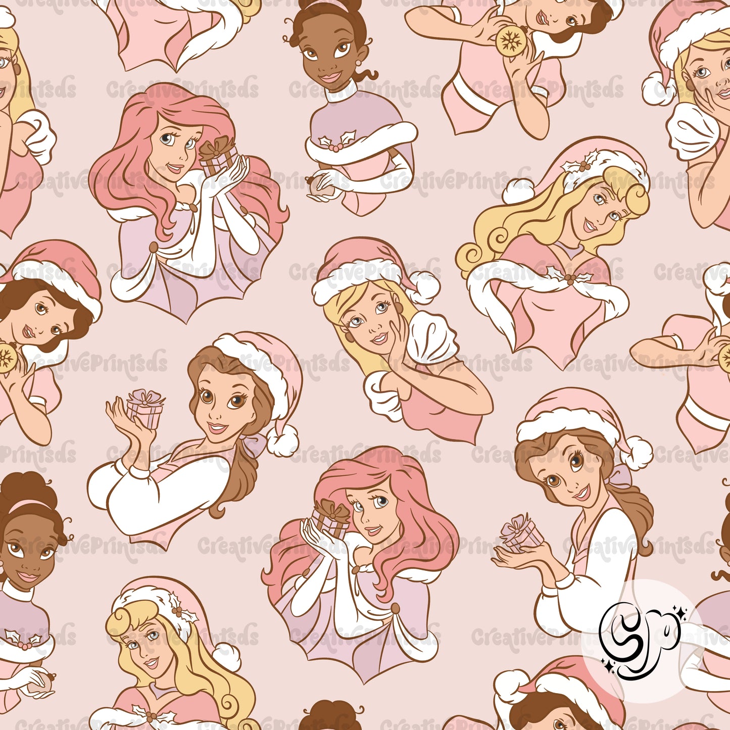 Pastel Colors Christmas Princesses Seamless files ( 2 )