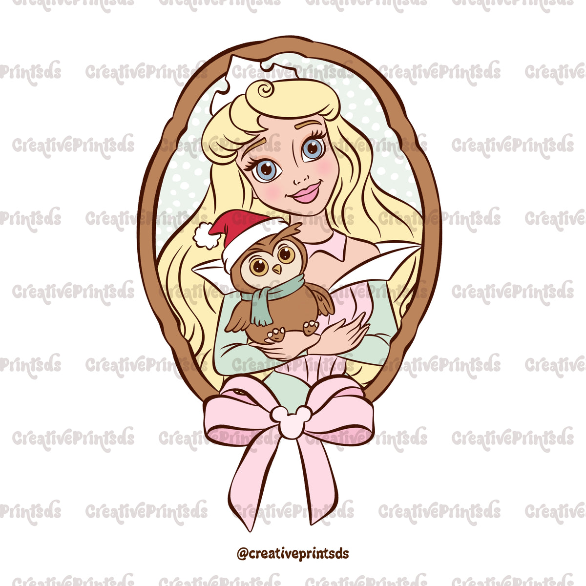 Framed Christmas Princess Portraits PNGs – Single Options or 14-Piece Bundle