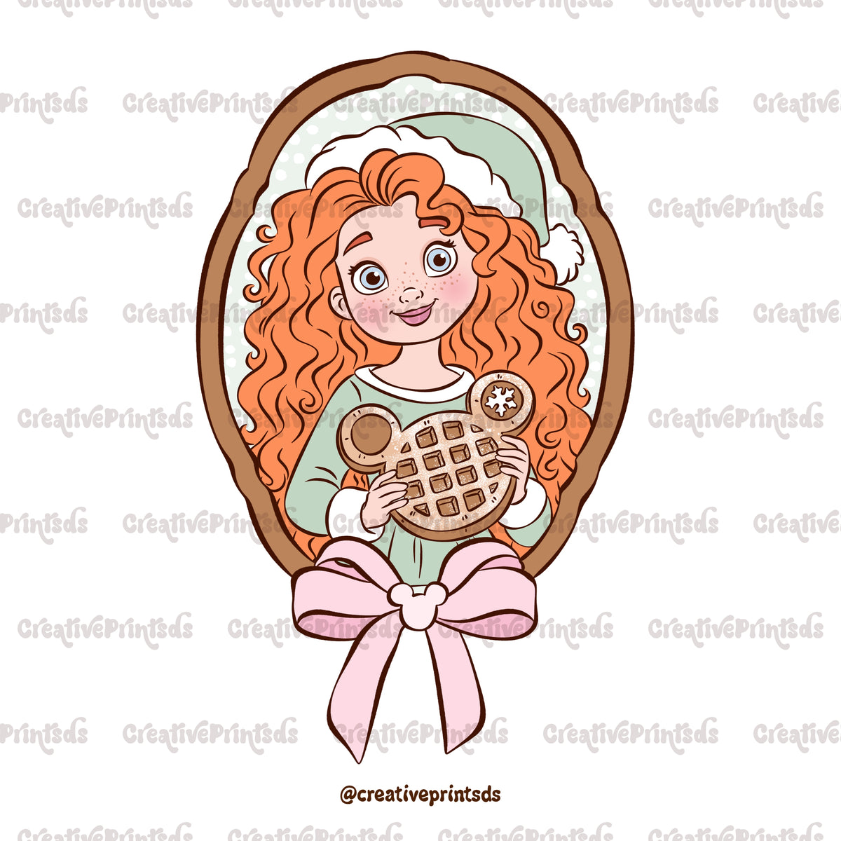 Framed Christmas Princess Portraits PNGs – Single Options or 14-Piece Bundle