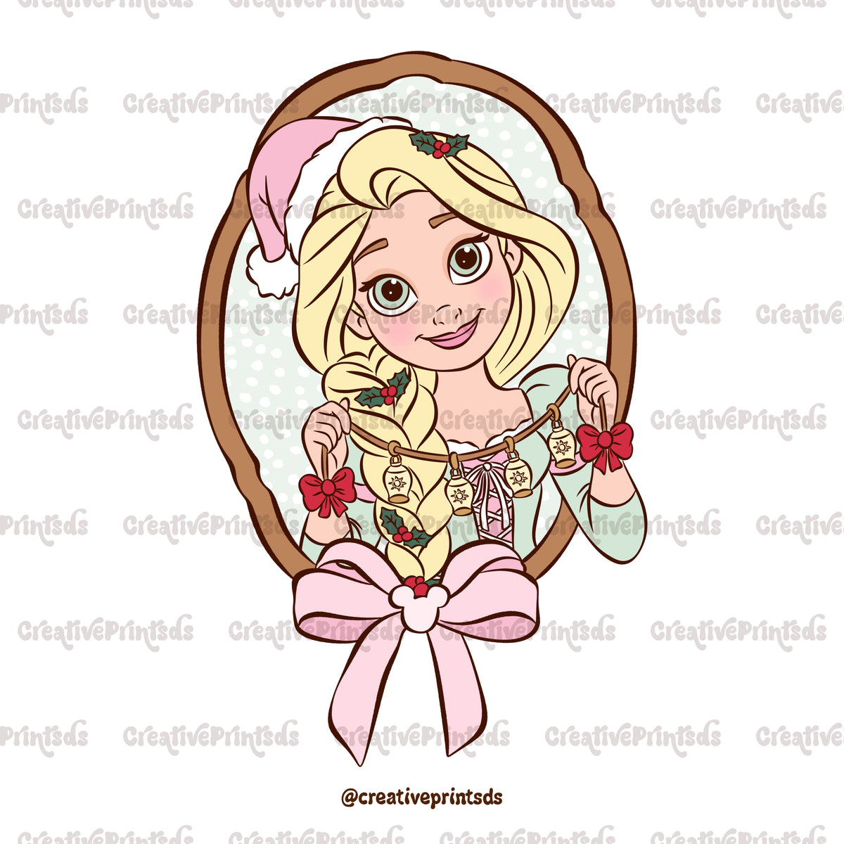 Framed Christmas Princess Portraits PNGs – Single Options or 14-Piece Bundle