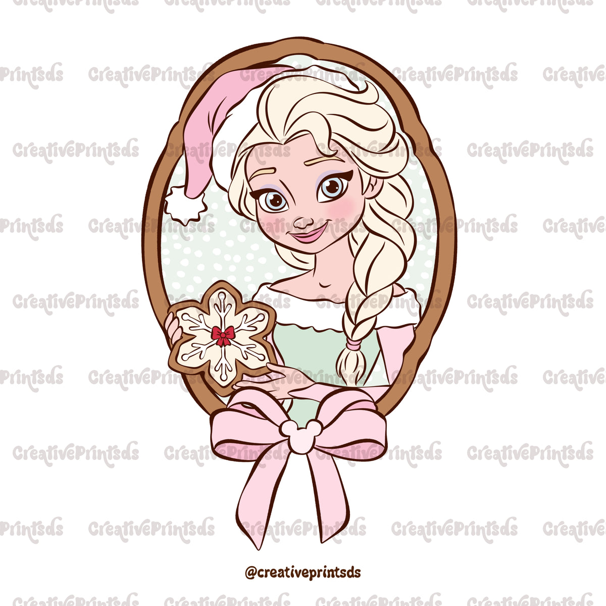Framed Christmas Princess Portraits PNGs – Single Options or 14-Piece Bundle