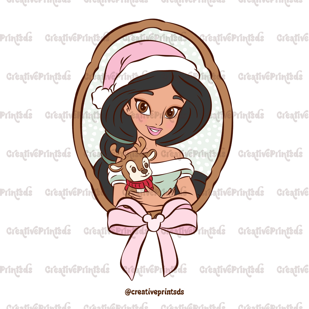 Framed Christmas Princess Portraits PNGs – Single Options or 14-Piece Bundle