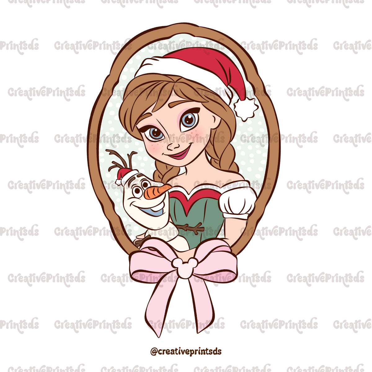 Framed Christmas Princess Portraits PNGs – Single Options or 14-Piece Bundle