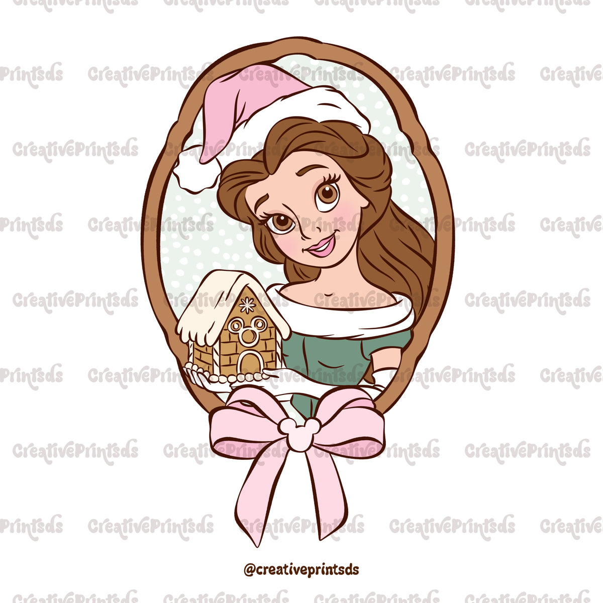 Framed Christmas Princess Portraits PNGs – Single Options or 14-Piece Bundle