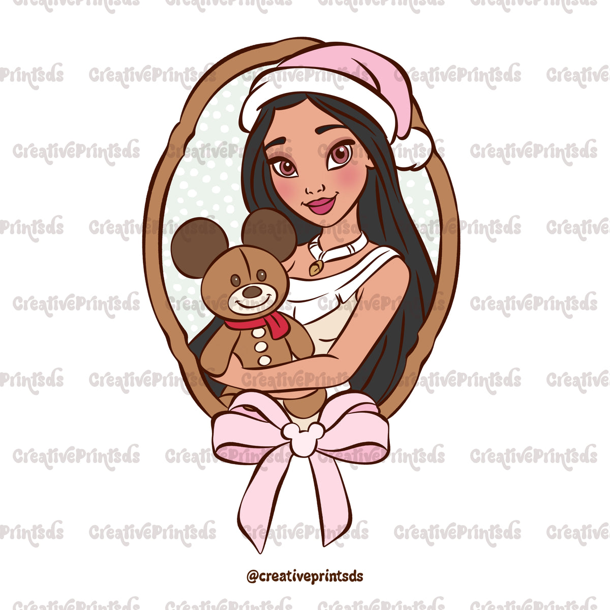 Framed Christmas Princess Portraits PNGs – Single Options or 14-Piece Bundle