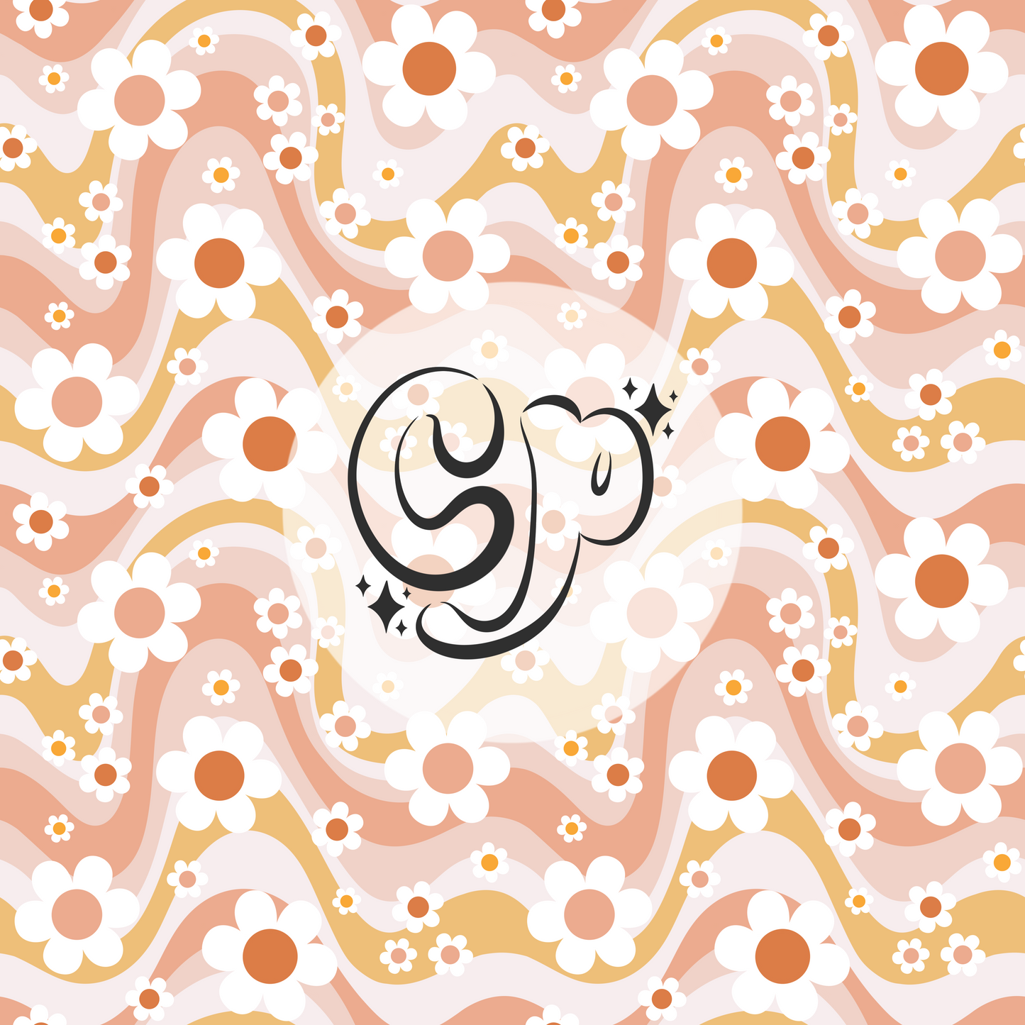 Retro Groovy Wavy Daisy seamless file