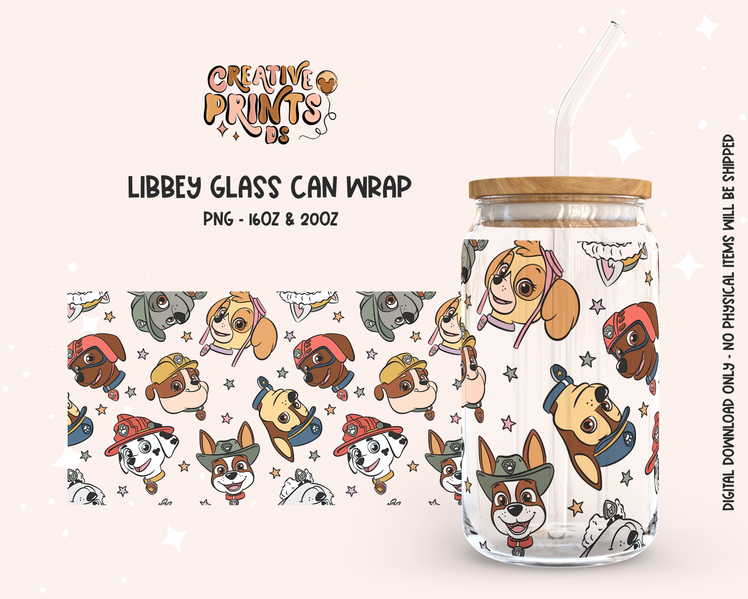 Dogs and Coffee Cups 16 oz Libbey Beer Glass Can Wrap - Drizy Studio