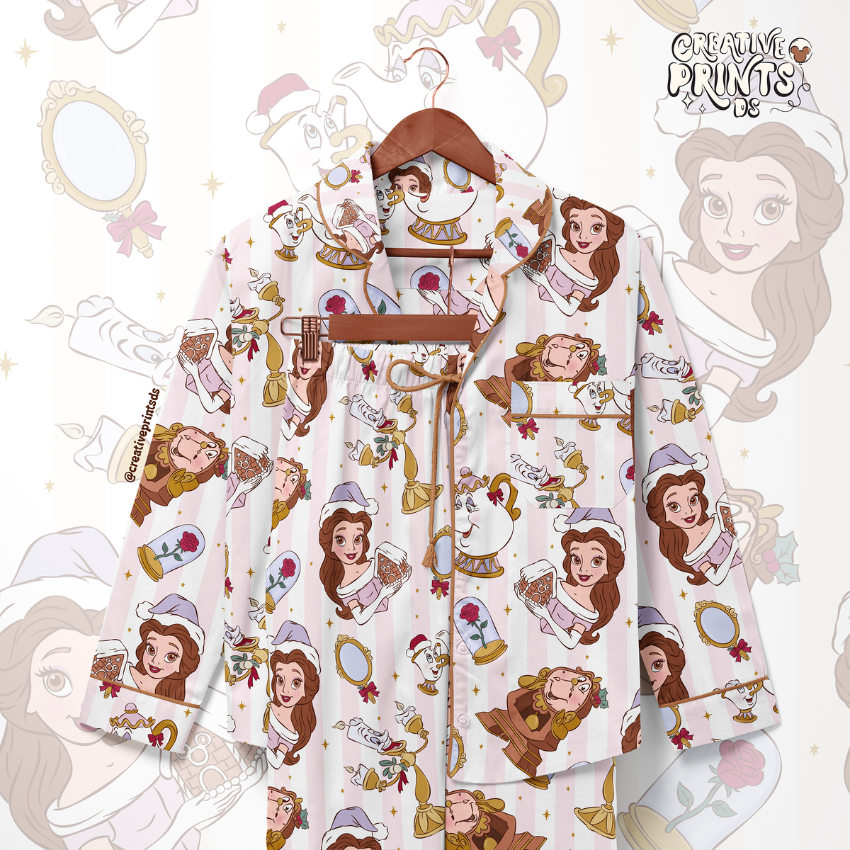Enchanted Princess Christmas Seamless Pattern Files - Stripes Version