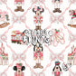 Pink Coquette Bow Nutcracker Mouse Friends Christmas Seamless Pattern