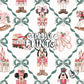 Green Ribbon Bow Nutcracker Mouse Friends Christmas Seamless Pattern