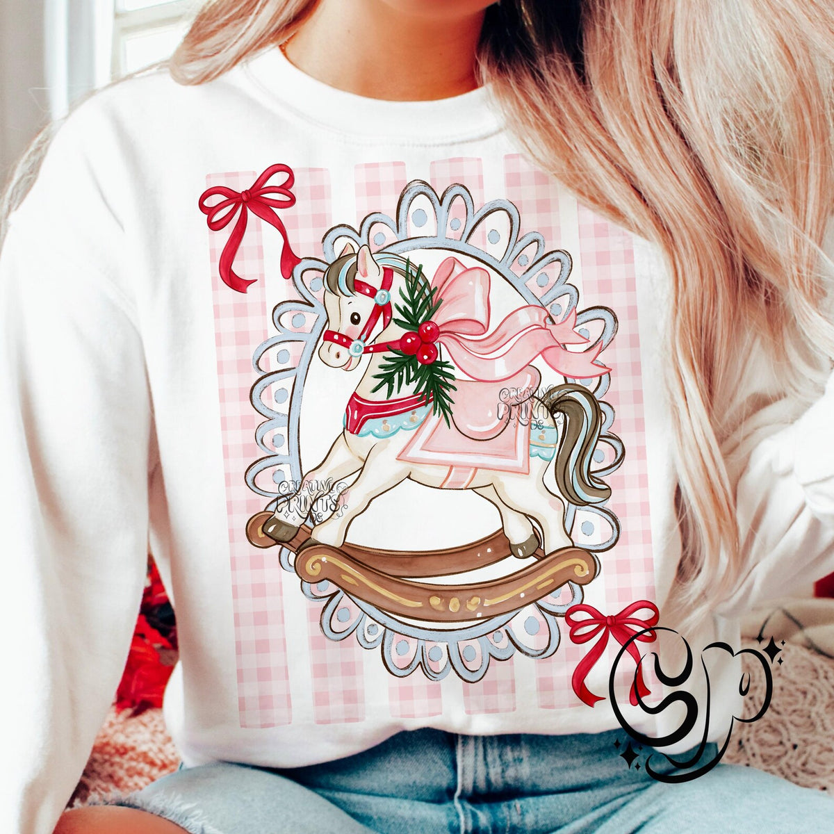 Pink Rocking Horse Christmas PNG