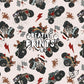 Neutral Christmas Monster Truck Seamless Pattern