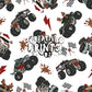 White Christmas Monster Truck Seamless Pattern