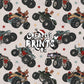 Sand Christmas Monster Truck Seamless Pattern