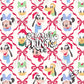 Red Bow Lattice Christmas Mouse Friends Seamless Pattern