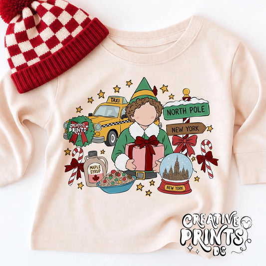 NYC Christmas Elf Sublimation Design PNG