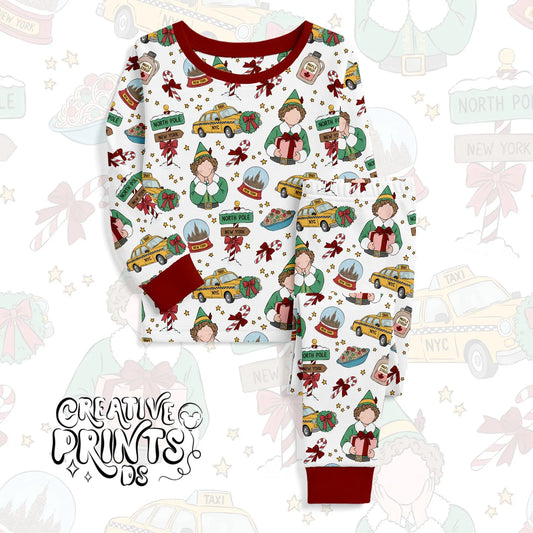 White NYC Christmas Elf Seamless Pattern