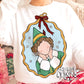 Christmas Elf Cameo Frame Sublimation Design PNG