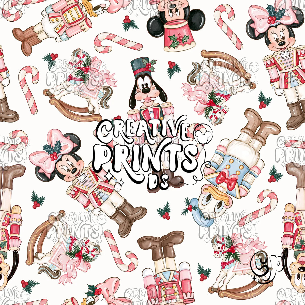 Nutcracker Mouse Friends Christmas Seamless Pattern