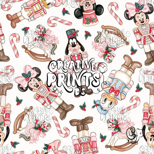 Nutcracker Mouse Friends Christmas Seamless Pattern