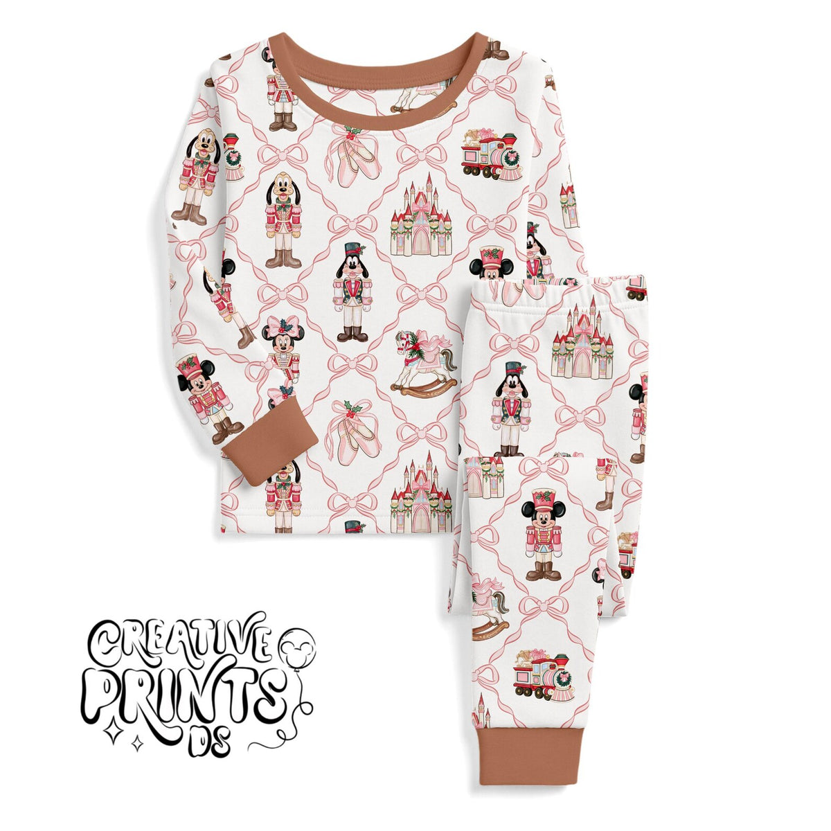 Pink Coquette Bow Nutcracker Mouse Friends Christmas Seamless Pattern