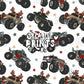Christmas Monster Truck Seamless Pattern