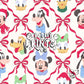 Red Bow Lattice Christmas Mouse Friends Seamless Pattern
