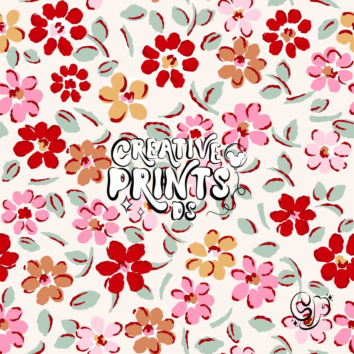 Red And Pink Vintage Floral Seamless Pattern Png
